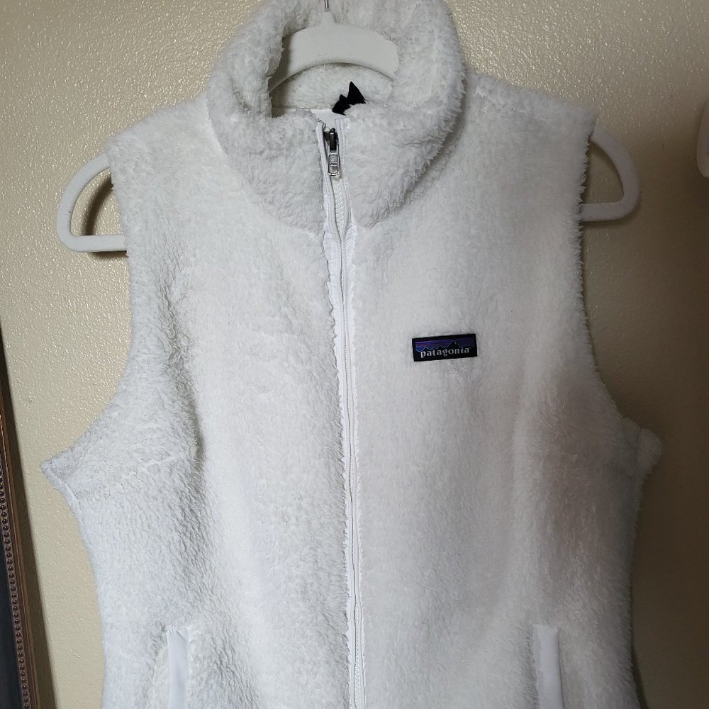 White furry Patagonia vest